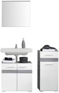 Badmöbel Set SetOne Hochglanz weiß und Sardegna grau 3-teilig 110 cm