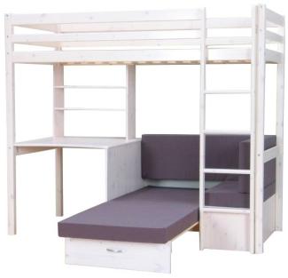 Thuka Hochbett 90x200 Kiefer massiv Bett Kinderbett Gästebett Schreibtisch