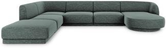 Micadoni 6-Sitzer Panorama Ecke links Sofa Miley | Bezug Petrol | Beinfarbe Black Plastic
