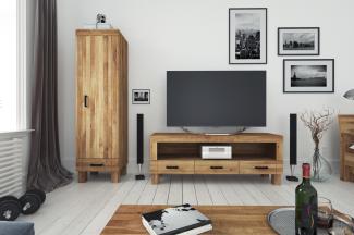 TV-Board Ringo aus Wildeiche massiv 158x45x61 cm mit 3 Schubladen