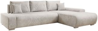 Juskys Sofa Iseo Rechts mit Schlaffunktion - Stoff Couch L Form für Wohnzimmer, bequem, ausziehbar - Schlafsofa Ecksofa Eckcouch Schlafcouch Beige
