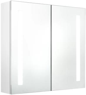 LED-Bad-Spiegelschrank Glänzendes Weiß 62x14x60 cm