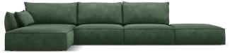 Micadoni 5-Sitzer Ecke links Sofa Kaelle | Bezug Bottle Green | Beinfarbe Black Plastic