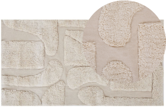 Teppich Baumwolle beige 80 x 150 cm abstraktes Muster Kurzflor DIYADIN