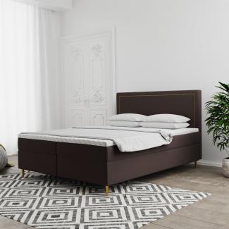 Boxspringbett Schlafzimmerbett LUCIEN 140x220cm in Stoff Soro Braun