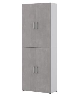 Aktenschrank VII - viertürig, 6 Fächer - Weiß/Beton