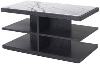 Casa Padrino Luxus Beistelltisch Weiß / Lila / Anthrazitgrau 92 x 50 x H. 48 cm - Massivholz Tisch mit Marmorplatte - Wohnzimmer Möbel - Luxus Möbel