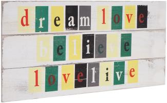Wandschild Love-Life, Holzschild Dekoschild Schild, Shabby-Look Vintage mit 3 Haken 30x60cm