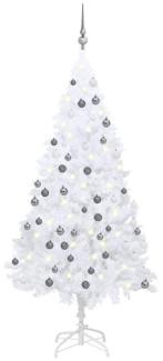 vidaXL Künstlicher Weihnachtsbaum mit LEDs & Kugeln Weiß 120 cm PVC, Mit Beleuchtung [3077711]