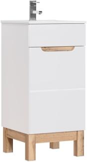 Domando Waschtisch Stintino M3 Modern Breite 40cm, Soft-Close-Funktion, Hochglanz, Waschbecken in Weiß Matt und Weiß Hochglanz