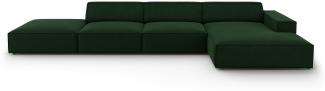 Micadoni 5-Sitzer Samtstoff Ecke rechts Sofa Jodie | Bezug Bottle Green | Beinfarbe Black Plastic