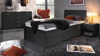 Futonbett FLEXX Bett grau-metallic mit Schubkasten 90x200 cm