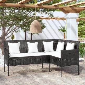 Sofa in L-Form mit Kissen Poly Rattan Schwarz 318587