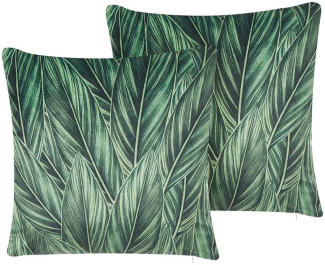 Dekokissen Blättermotiv Samtstoff grün 45 x 45 cm 2er Set DIASCIA