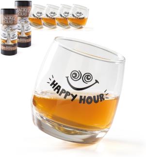 CULT at home - Whisky Gläser Wackelgläser Happy H 2 x 2er Set - Höhe 8,5cm Ø 7,5cm - CULT-100110