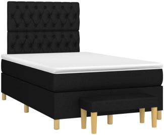 vidaXL Boxspringbett mit Matratze Schwarz 120x190 cm Stoff