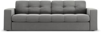 Micadoni 3-Sitzer Samtstoff Sofa Justin | Bezug Light Grey | Beinfarbe Black Plastic