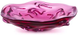 Casa Padrino Luxus Glasschale Rosa Ø 34 x H. 8 cm - Mundgeblasene Deko Glas Obstschale - Glas Deko Accessoirs - Luxus Kollektion