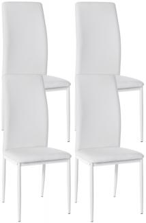 4er Set Esszimmerstühle Savino Kunstleder (Farbe: weiß)