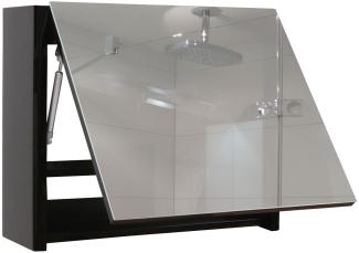 Spiegelschrank HWC-B19 aufklappbar Hochglanz 48x59cm ~ schwarz