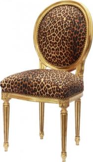 Casa Padrino Barock Esszimmer Stuhl Leopard / Gold Rund