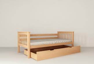 Sofabett Tagesbett Kinderbett LEA 200x90 cm mit Zusatzbett-Bettkasten Buchenholz massiv Natur