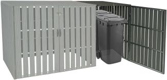 XL 1er-/2er-WPC-Mülltonnenverkleidung Erweiterung HWC-J28, Mülltonnenbox, Metall Holzoptik ~ grau