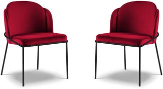 Micadoni 2er Set Stühle Limmen | Bezug Dark Red | Beinfarbe Black Metal Frame