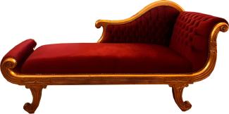Casa Padrino Barock Chaiselongue Modell XXL Bordeaux Rot / Gold - Antik Stil - Recamiere Wohnzimmer Möbel