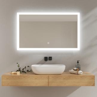 EMKE LED Badspiegel mit Beleuchtung 100x60cm, Kaltweiß/Warmweiß/Neutral Licht, Dimmbar, Touch, Speicherfunktion Wandspiegel