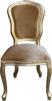 Casa Padrino Barock Luxus Esszimmer Stuhl Louis Gold / Gold - Barock Möbel
