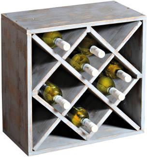 Weinflaschen-Regalsystem - 12-fache Einteilung - Palowniaholz Vintage grau