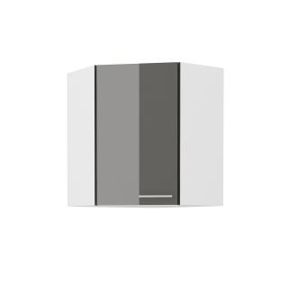 Eckhängeschrank 60x60 Küche Lara Grau Glanz + Weiß matt Küchenzeile Küchenblock