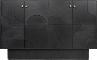 Casa Padrino Luxus Designer Sideboard Schwarz 172,5 x 50 x H. 107,5 cm - Massivholz Schrank mit 4 Türen - Schlafzimmer Schrank - Wohnzimmer Schrank - Büro Schrank - Luxus Möbel