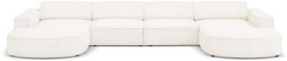 Micadoni 6-Sitzer Boucle Panorama Sofa Jodie | Bezug Beige | Beinfarbe Black Plastic