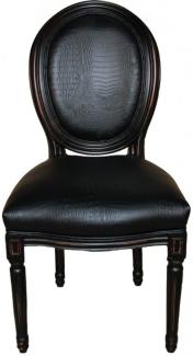 Casa Padrino Barock Esszimmer Stuhl Schwarz Croco Lederoptik - Designer Stuhl - Luxus Qualität