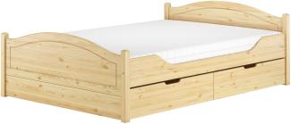 Doppelbett Massivholz 140x200 Komplettset Bett mit Staukasten V-60. 33-14Rollrost und Matratze inkl.
