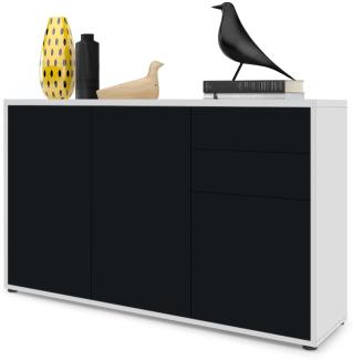 Vladon Sideboard Ben V3, Kommode mit 3 Türen und 2 Schubladen, Weiß matt/Schwarz matt (117 x 74 x 36 cm)