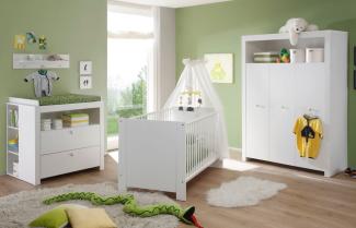 Trendteam 'Olivia' 4-tlg. Babyzimmer-Set, weiß, aus Bett 70x140 cm, Kleiderschrank, Wickelkommode mit Unterstellregal, Wandboard