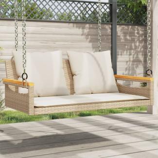 vidaXL Hängebank mit Kissen Beige 109x62x40 cm Poly Rattan