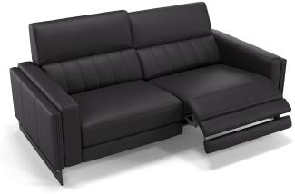Sofanella 2-Sitzer MARA Ledercouch Relaxsofa Sofa in Schwarz