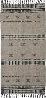 Teppich Cros in Grau aus Wolle und Baumwolle mit Muster, 90 x 200 cm