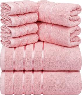 Utopia Towels 8-teiliges Luxus-Handtuch-Set, 2 Badetücher, 2 Handtücher und 4 Waschlappen, 600 g/m², 100% ringgesponnene Baumwolle, sehr saugfähige Viskose-Streifen-Handtücher, ideal für den