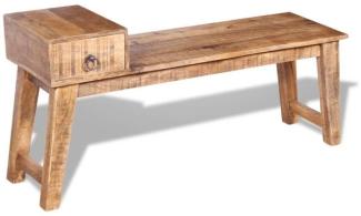 vidaXL Sitzbank mit Schublade Massivholz Mango 120x36x60 cm