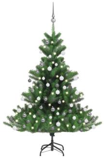 vidaXL Künstlicher Weihnachtsbaum Nordmann LED & Kugeln Grün 120 cm, Mit Beleuchtung [3077730]