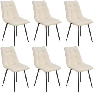 Juskys Esszimmerstühle Blanca 6er Set - Samt Stühle gepolstert - Stuhl für Esszimmer, Küche & Wohnzimmer - modern, belastbar bis 120 kg Beige