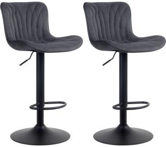 2er Set Barhocker Linus Samt (Farbe: schwarz)