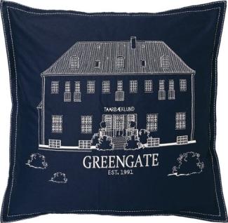 Greengate Kissenhülle Greengate Haus mit Stickerei Blue (50x50cm) COTCUS50ENGGL2502