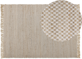 Teppich beige 140 x 200 cm kariertes Muster Kurzflor zweiseitig ZERDALI