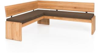 Möbel-Eins SCOTT Eckbank mit Truhe, Material Massivholz/Bezug Kunstleder Kernbuche 167 x 224 cm nougat